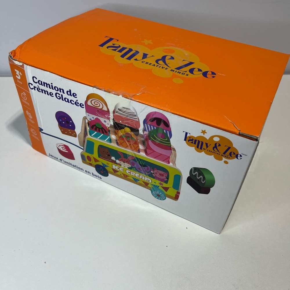 Colorful Wooden Ice Cream Truck Pull Toy with Magnetic Ice Cream blocks - Picture 12 of 12